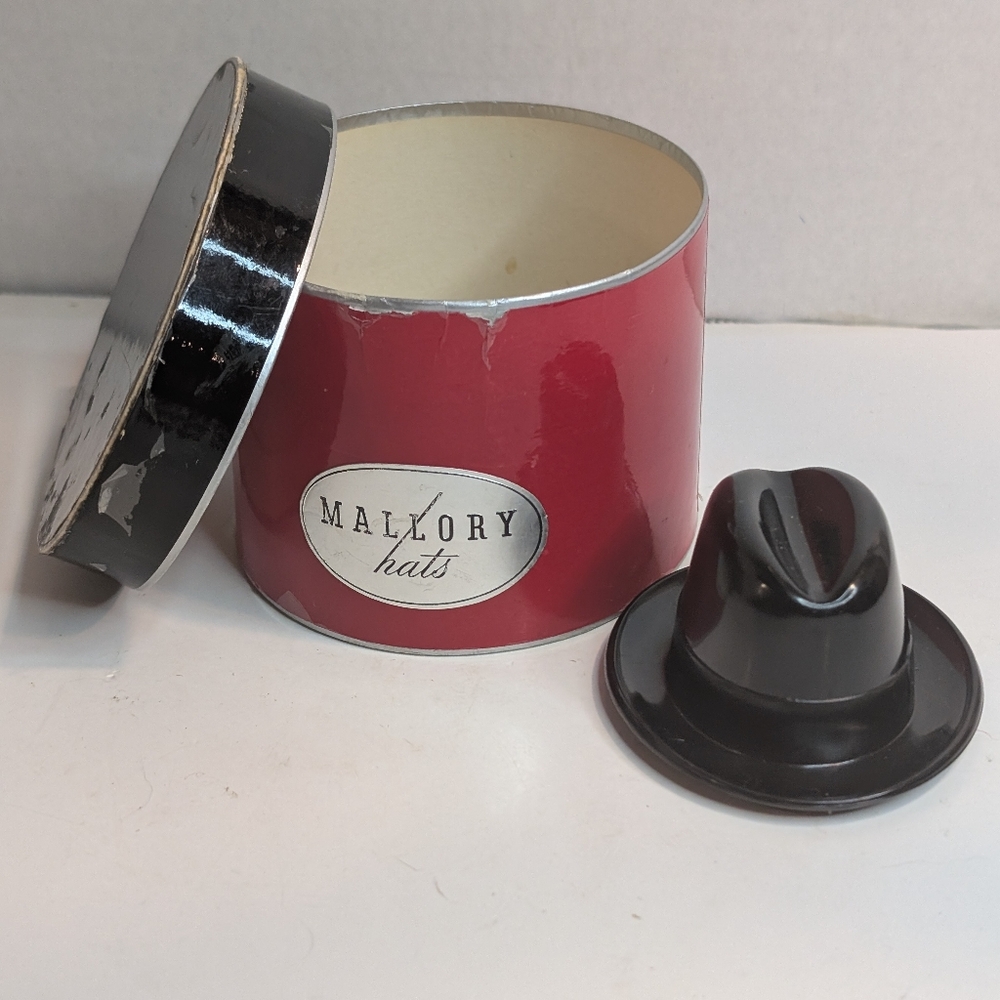 Vintage Mallory Miniature Plastic Hat, Salesman Sample with Original Red Box